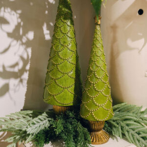Set de 2 Árboles de Resina con Fondo Verde y Escamas Doradas