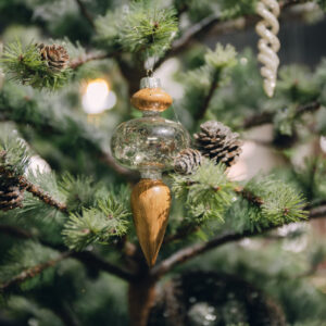 Mercury Glass and Wood Ornament