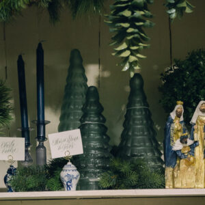Set de 3 Árboles Navideños de Cristal Azul