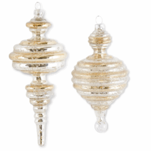 Set de 2 Adornos Finial Rayados Oro y Plata