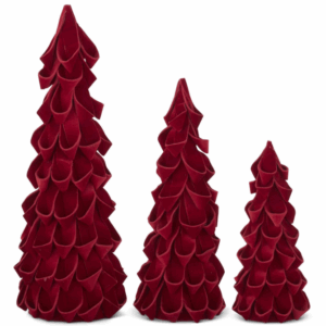 Set de 3 Topiarios en Cinta Roja Velvet (13.5" a 24")