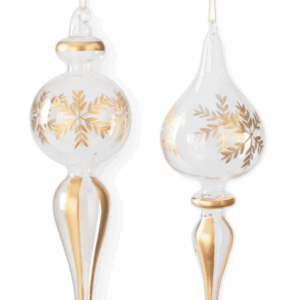 Adornos Finial Copos de Nieve Dorados (Set de 2)