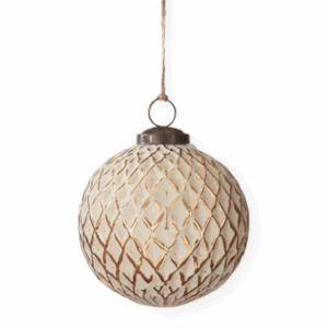 Adorno de Cristal Crema y Dorado 4"